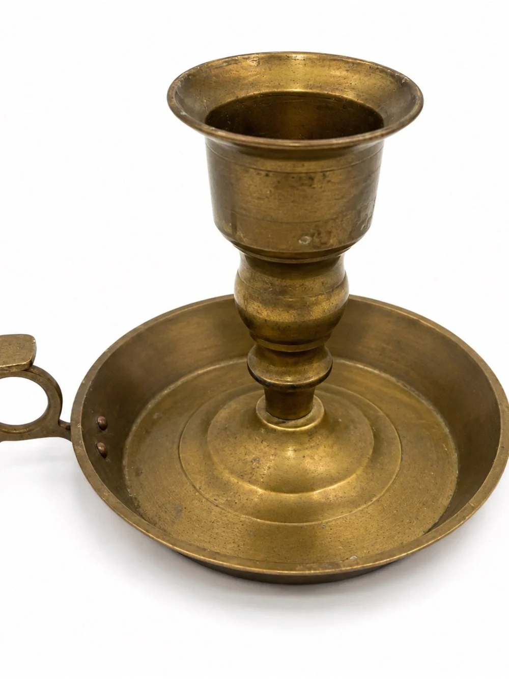Antique Brass Candle Holder with Tray - Cream Pillar Candle